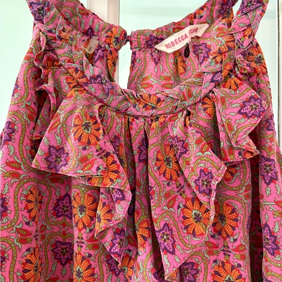 Rebecca Taylor Silk Boho Pink Orange Floral Tank Top | 0 - Picture 2 of 9